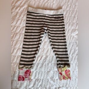 Matilda Jane Serendipity Salt & Pepper Ribbed Leggings With Floral Trim Size 2T